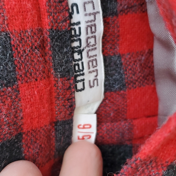 Vintage Red & Dark Gray Checked Buffalo Plaid Pencil Long Skirt - Picture 9 of 13